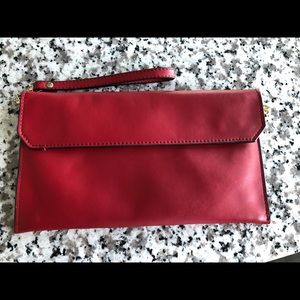 Red leather clutch